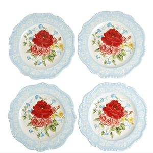 ❤️ New Pioneer Woman Sweet Rose 4 Piece Dinner Plates